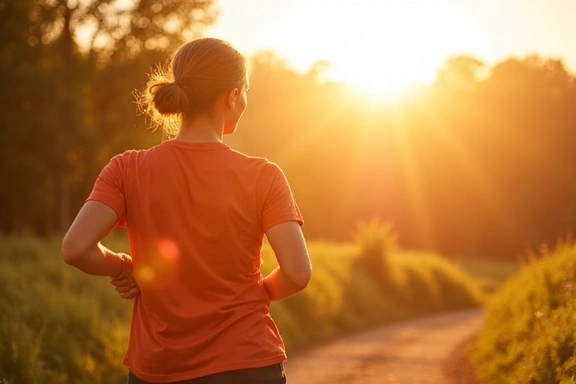Persona activa y enérgica realizando una actividad al aire libre, con un fondo soleado