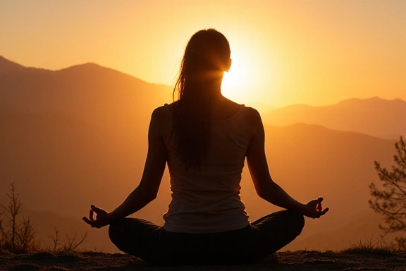 Persona meditando al aire libre, simbolizando bienestar mental