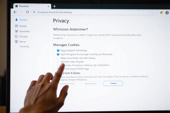 Una persona ajustando la configuración de privacidad en un navegador web